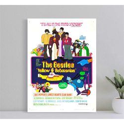 the beatles yellow submarine collage poster, wall art