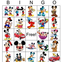 mickey mouse bingo game,bingo cards printable,bingo party game,50 unique bingo cards,digital download pdf