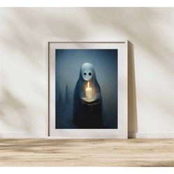 ghost holding a candle, vintage poster, art poster