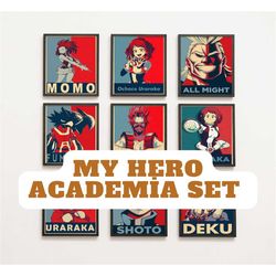 anime poster, my hero academia poster set, anime