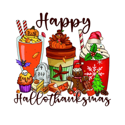 happy hallothanksmas png, coffee cups png, thankful png, fall vibes png, hello fall png, turkey png digital download