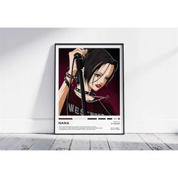 nana poster, minimalist anime poster, retro vintage art