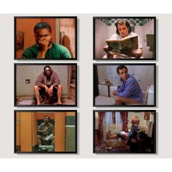 movie bathroom scene posters, funny wall art prints,