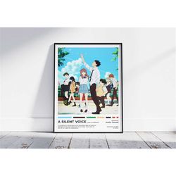 a silent voice poster, minimalist anime poster, retro