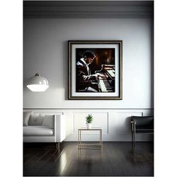 painterly piano player design digital printable art design