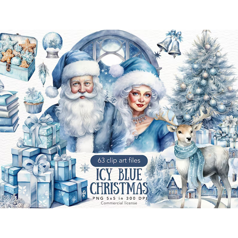 Watercolor Christmas PNG Clipart Bundle Images, Christmas Clipart,  ( (4).jpg