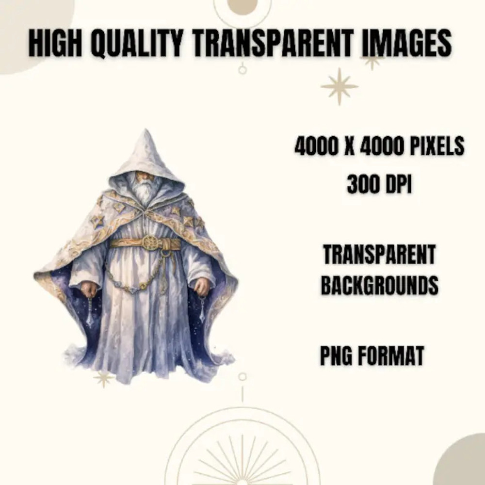 WIZARD CLIPART BUNDLE 1716x Png - Watercolor - Magic Fantasy - Transp (.jpg
