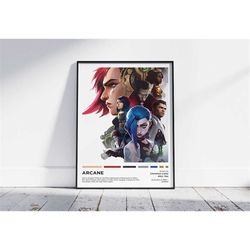 arcane poster, minimalist anime poster, retro vintage art