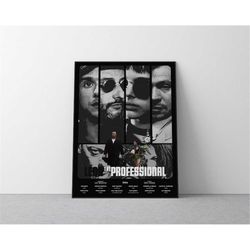 leon the professional halftone movie poster, grayscale theme,
