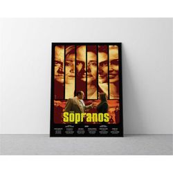 the sopranos halftone tv series poster, dark theme,