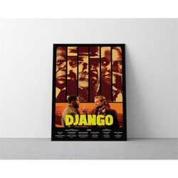 django unchained halftone movie poster, dark theme, light