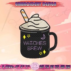latte cup embroidery design, halloween coffee embroidery, coffee cup embroidery, halloween embroidery, machine embroidery designs