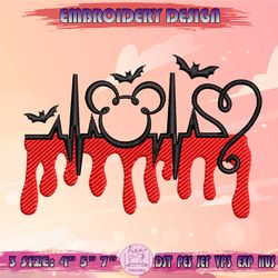 horror mickey embroidery design, trick or treat embroidery, mickey halloween embroidery, machine embroidery designs