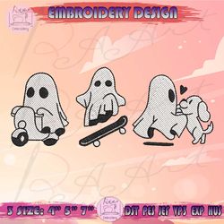 cute ghost embroidery design, stay spooky embroidery, spooky season halloween embroidery, machine embroidery designs