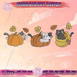 pumpkin cat embroidery design, cat lover autumn embroidery, animal fall embroidery, halloween embroidery, machine embroidery designs