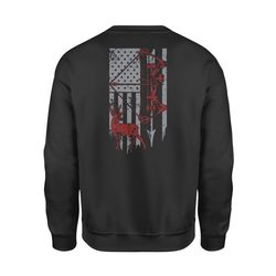 hunting shirt with american flag, bow hunting shirt for men and women nqs122- standard fleece sweatshirt