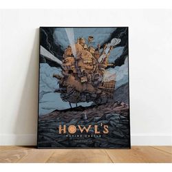 howl's moving castle poster, canvas wall art, rolled