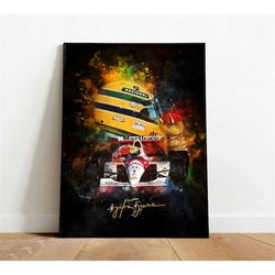 ayrton senna poster, formula 1 wall art, rainman