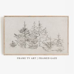 Frame TV Art Winter, Christmas Tree Sketch, Winter Art, Art For TV, TV Art, Digital Download-1.jpg