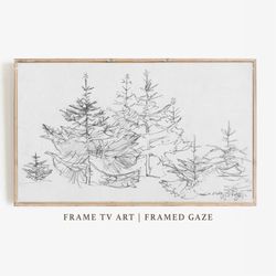 Frame TV Art Winter, Christmas Tree Sketch, Winter Art, Art For TV, TV Art, Digital Download.jpg