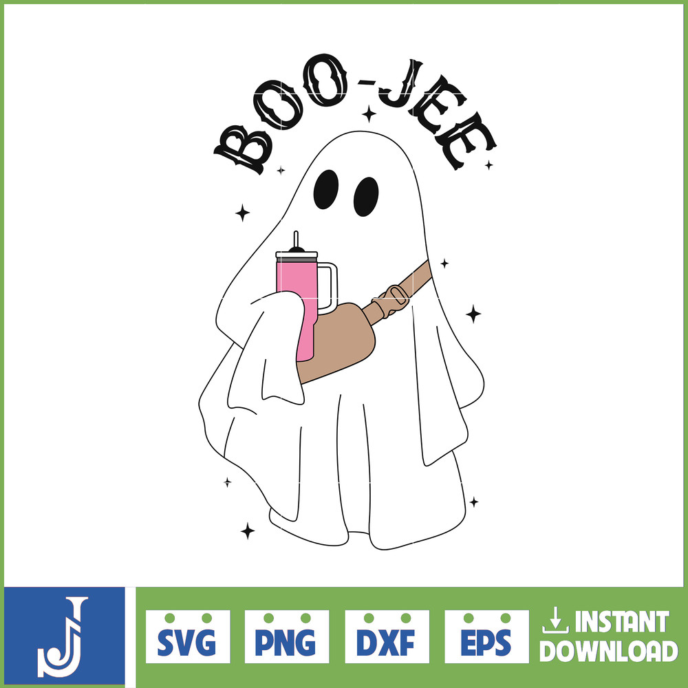 Boo-Jee Stanley Tumbler Inspired Ghost Svg, Fall Sublimation Design For T-Shirt Printing Sticker Spooky Halloween Svg (10).jpg
