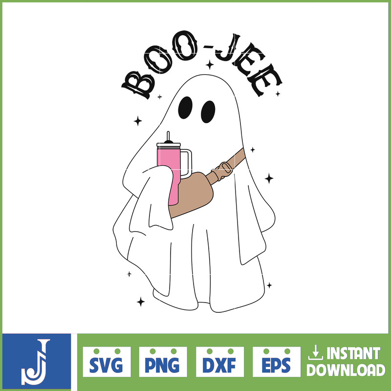 Boo-Jee Stanley Tumbler Inspired Ghost Svg, Fall Sublimation Design For T-Shirt Printing Sticker Spooky Halloween Svg (10).jpg
