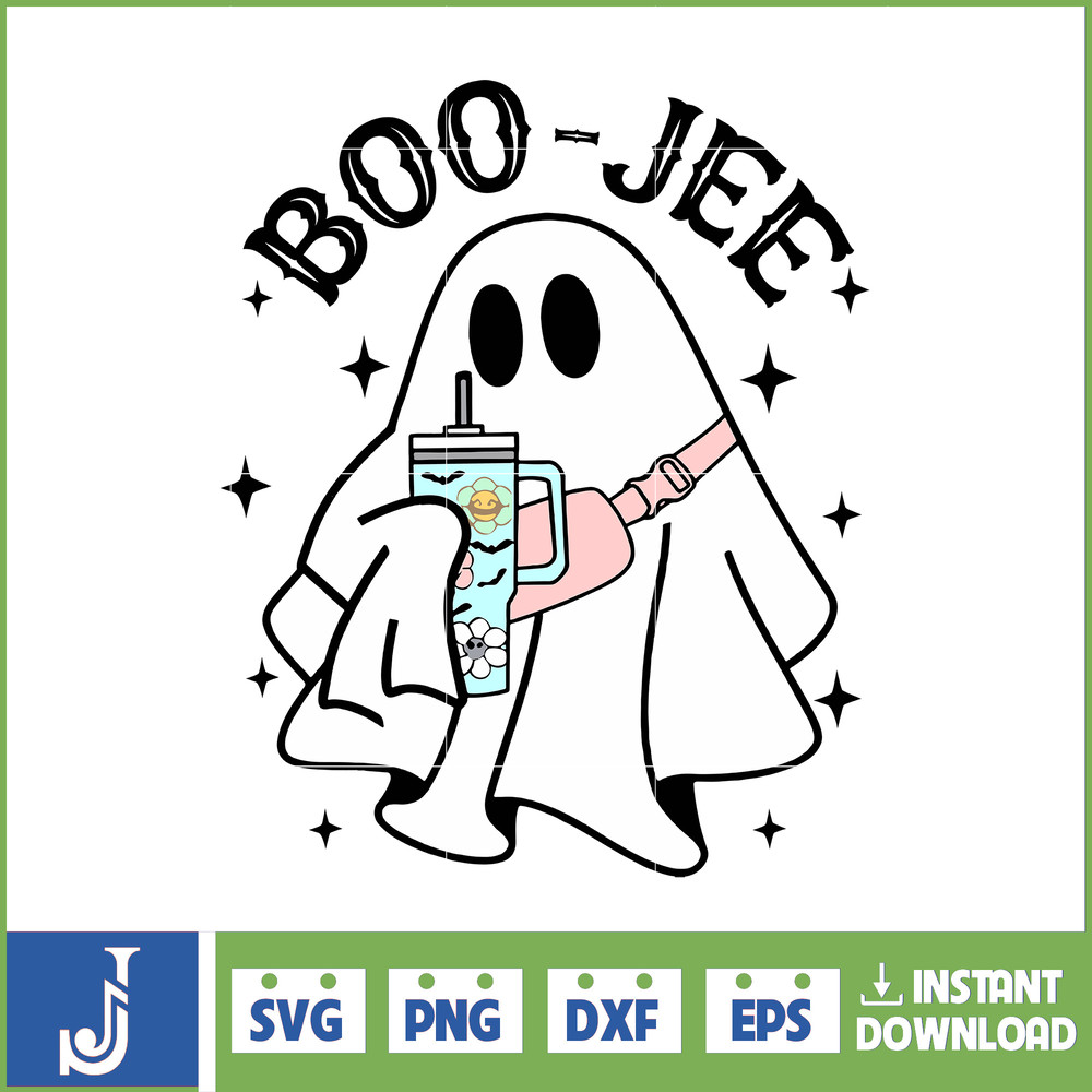 Boo-Jee Stanley Tumbler Inspired Ghost Svg, Fall Sublimation Design For T-Shirt Printing Sticker Spooky Halloween Svg (11).jpg