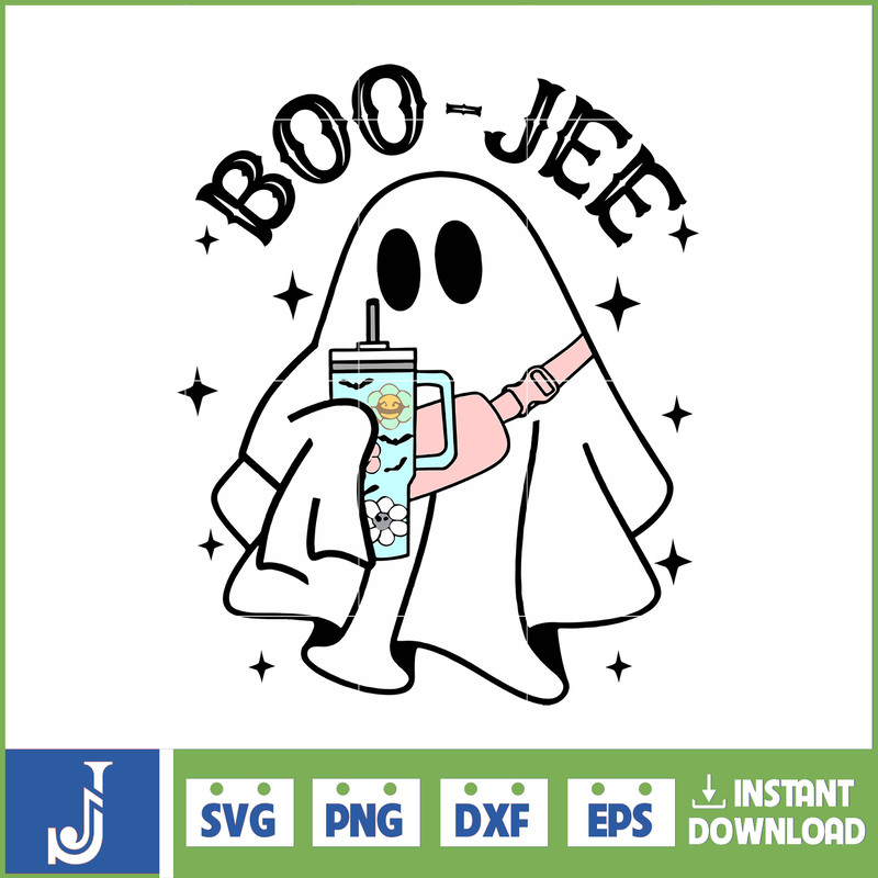 Boo-Jee Stanley Tumbler Inspired Ghost Svg, Fall Sublimation Design For T-Shirt Printing Sticker Spooky Halloween Svg (11).jpg