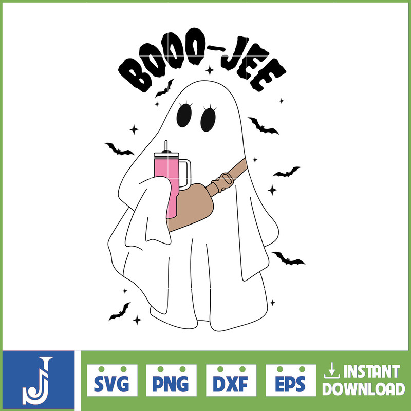 Boo-Jee Stanley Tumbler Inspired Ghost Svg, Fall Sublimation Design For T-Shirt Printing Sticker Spooky Halloween Svg (5).jpg