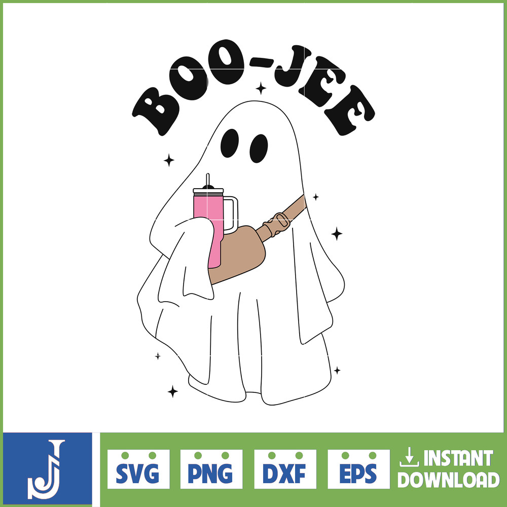 Boo-Jee Stanley Tumbler Inspired Ghost Svg, Fall Sublimation Design For T-Shirt Printing Sticker Spooky Halloween Svg (7).jpg