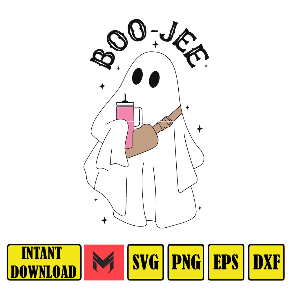 Boo-Jee Stanley Tumbler Inspired Ghost Svg Fall Sublimation Design For T-Shirt Printing Sticker Spooky Halloween PNG (10).jpg