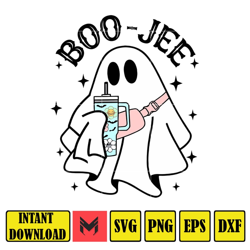 Boo-Jee Stanley Tumbler Inspired Ghost Svg Fall Sublimation Design For T-Shirt Printing Sticker Spooky Halloween PNG (11).jpg