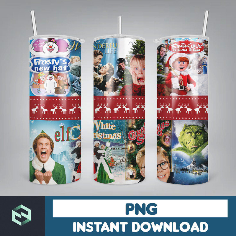 Merry Christmas Movie 20oz Tumbler Png, Retro Merry Christmas 20oz Skinny Tumbler, Xmas Movie Tumbler Png (6).jpg