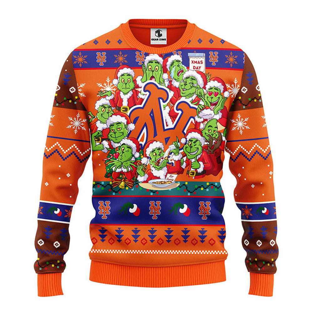 MLB New York Mets 12 Grinch Xmas All Over Print Ugly Hoodie 3D Zip Hoodie 3D Ugly Christmas Sweater 3D Fleece Hoodie