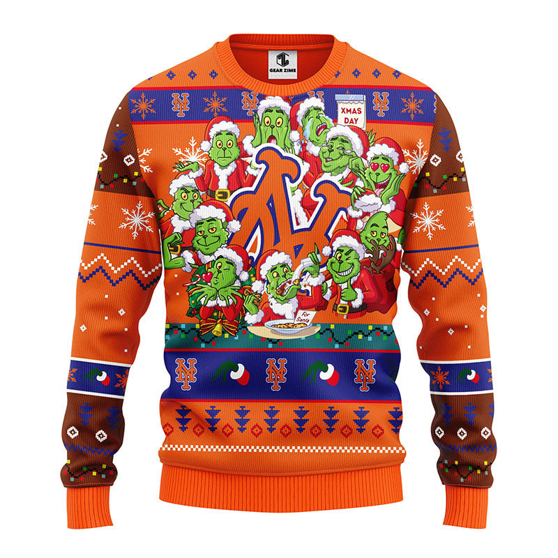 MLB New York Mets 12 Grinch Xmas All Over Print Ugly Hoodie 3D Zip Hoodie 3D Ugly Christmas Sweater 3D Fleece Hoodie