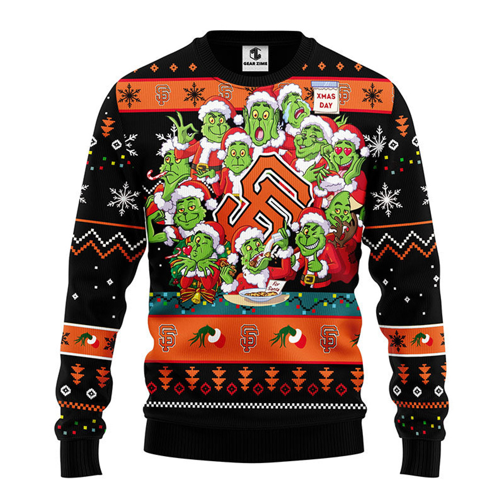 MLB San Francisco Giants 12 Grinch All Over Print Ugly Hoodie 3D Zip Hoodie 3D Ugly Christmas Sweater 3D Fleece Hoodie