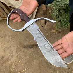 15.0 beautiful custom handmade damascus steel hunting bowie knife with sheath