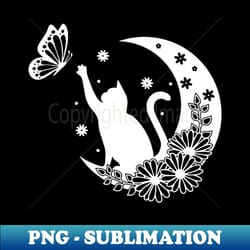floral cat cat lover animal lover cat and butterfly floral animal - png sublimation digital download - perfect for sublimation mastery