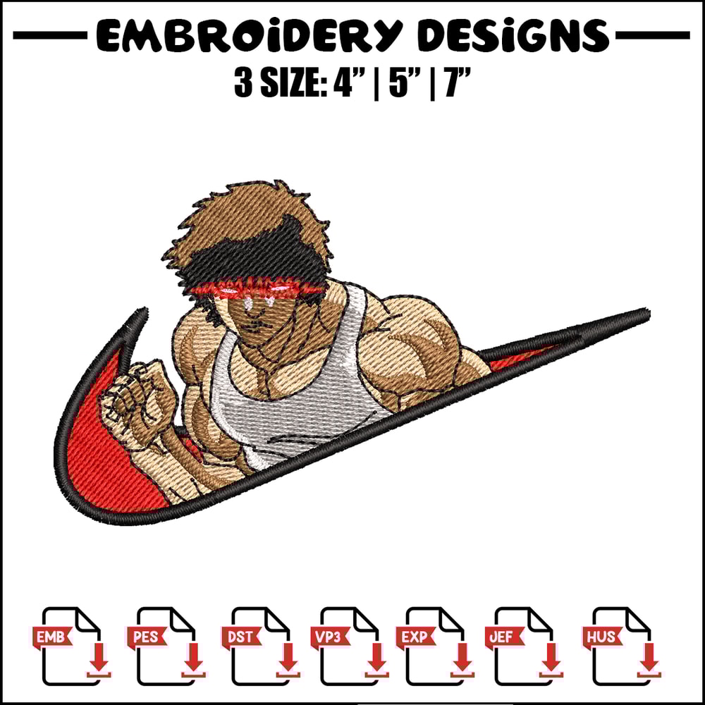 Baki angry face nike embroidery design, Baki embroidery, Nike design, anime design, anime shirt, Digital download.jpg