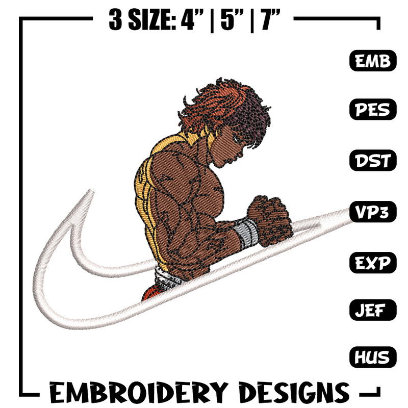 Baki Hanma embroidery design, Baki embroidery, Nike design, anime design, embroidery file, anime shirt, Digital download.jpg