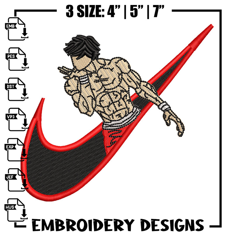 Baki x nike embroidery design, Baki embroidery, Nike design, Embroidery shirt, Embroidery file, Digital download.jpg