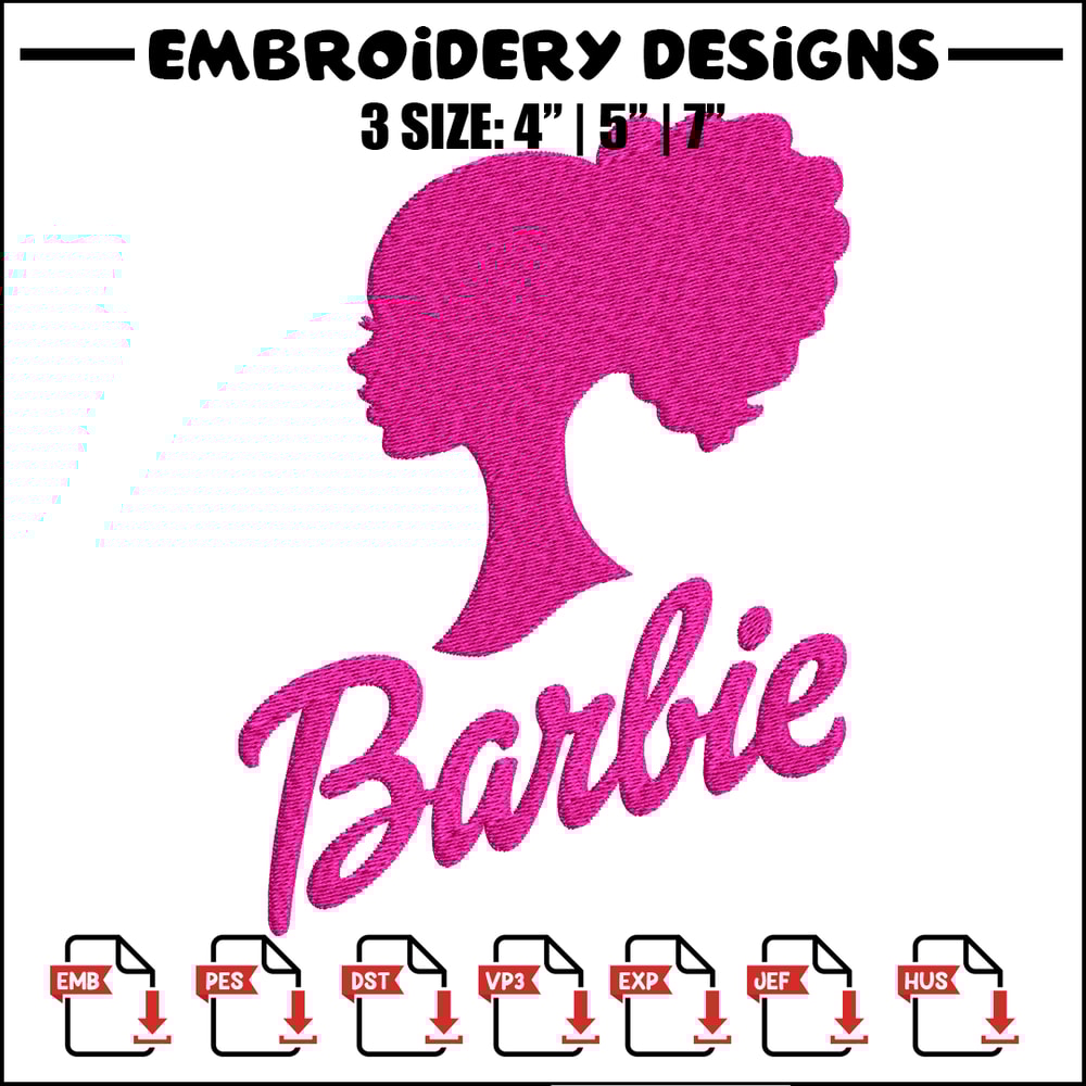 Barbie logo and her Embroidery, Barbie logo Embroidery, logo design, Embroidery File, logo shirt, Digital download..jpg