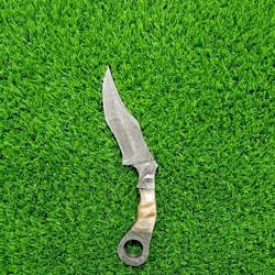 damascus karambit knife 10" antique custom handmade knife with ram horn handle