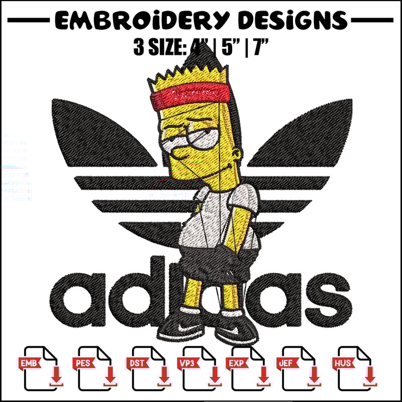 Bart adidas Embroidery Design, Adidas Embroidery, Embroidery File, Brand Embroidery, Logo shirt, Digital download.jpg