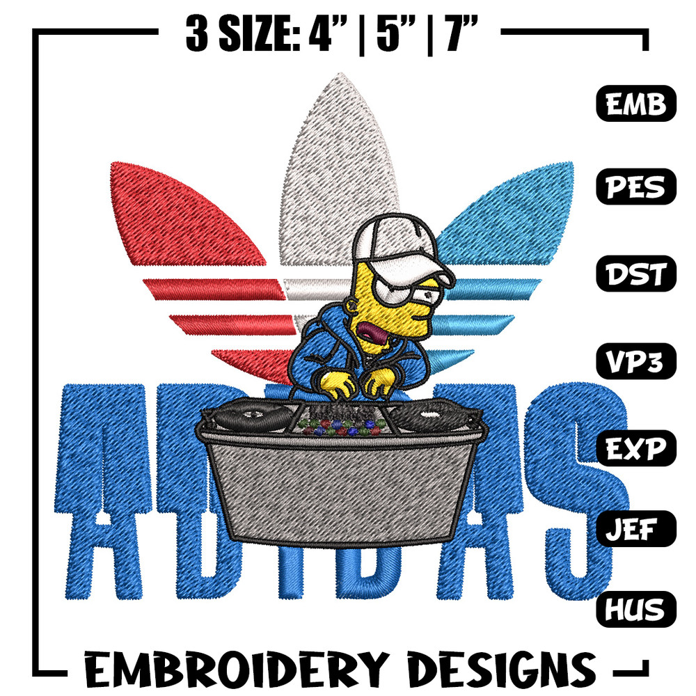 Bart dj adidas Embroidery Design, Adidas Embroidery, Brand Embroidery, Embroidery File, Logo shirt, Digital download.jpg