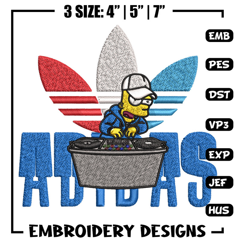 Bart dj adidas Embroidery Design, Adidas Embroidery, Brand Embroidery, Embroidery File, Logo shirt, Digital download.jpg