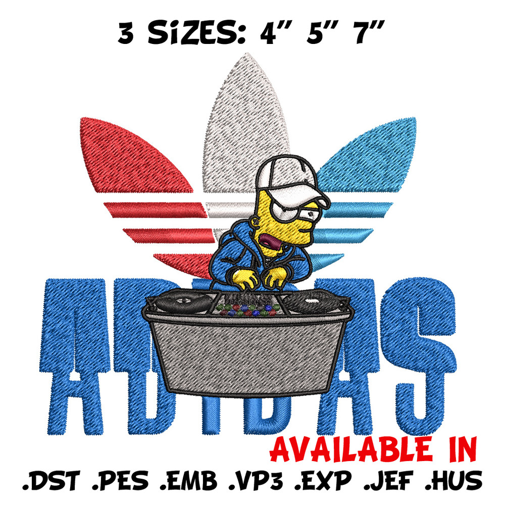 Bart dj adidas Embroidery Design, Adidas Embroidery, Brand Embroidery, Embroidery File, Logo shirt, Digital download.jpg