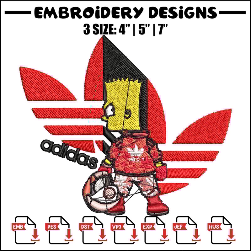 Bart racer adidas Embroidery Design, Adidas Embroidery, Brand Embroidery, Embroidery File, Logo shirt, Digital download.jpg