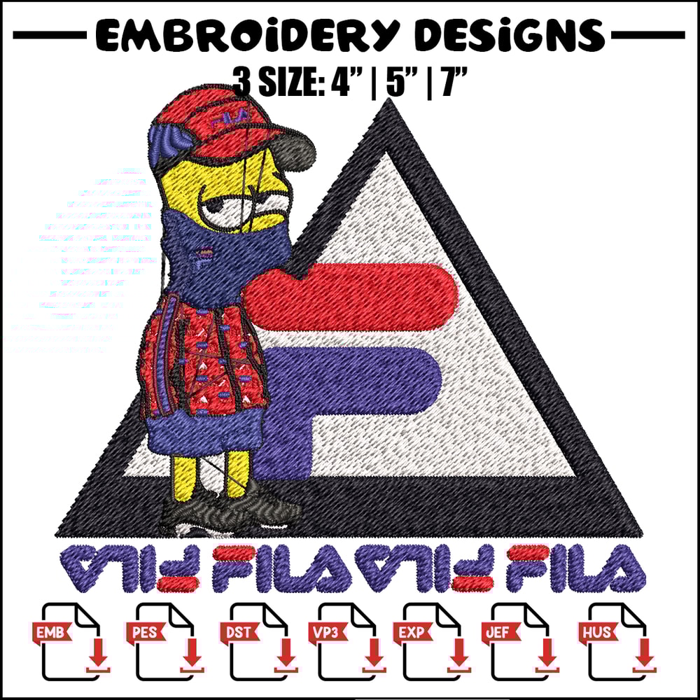 Bart Simpson Fila Embroidery design, Simpson Fila Embroidery, logo design, Embroidery File, Fila logo, Instant download..jpg