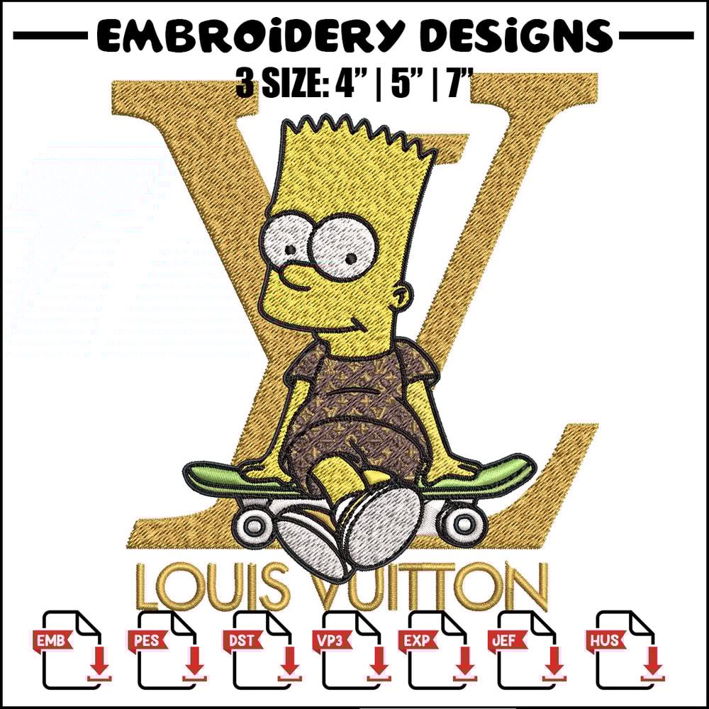 Bart simpson lv Embroidery Design, LV Embroidery, Embroidery File, Logo shirt, Sport Embroidery, Digital download.jpg
